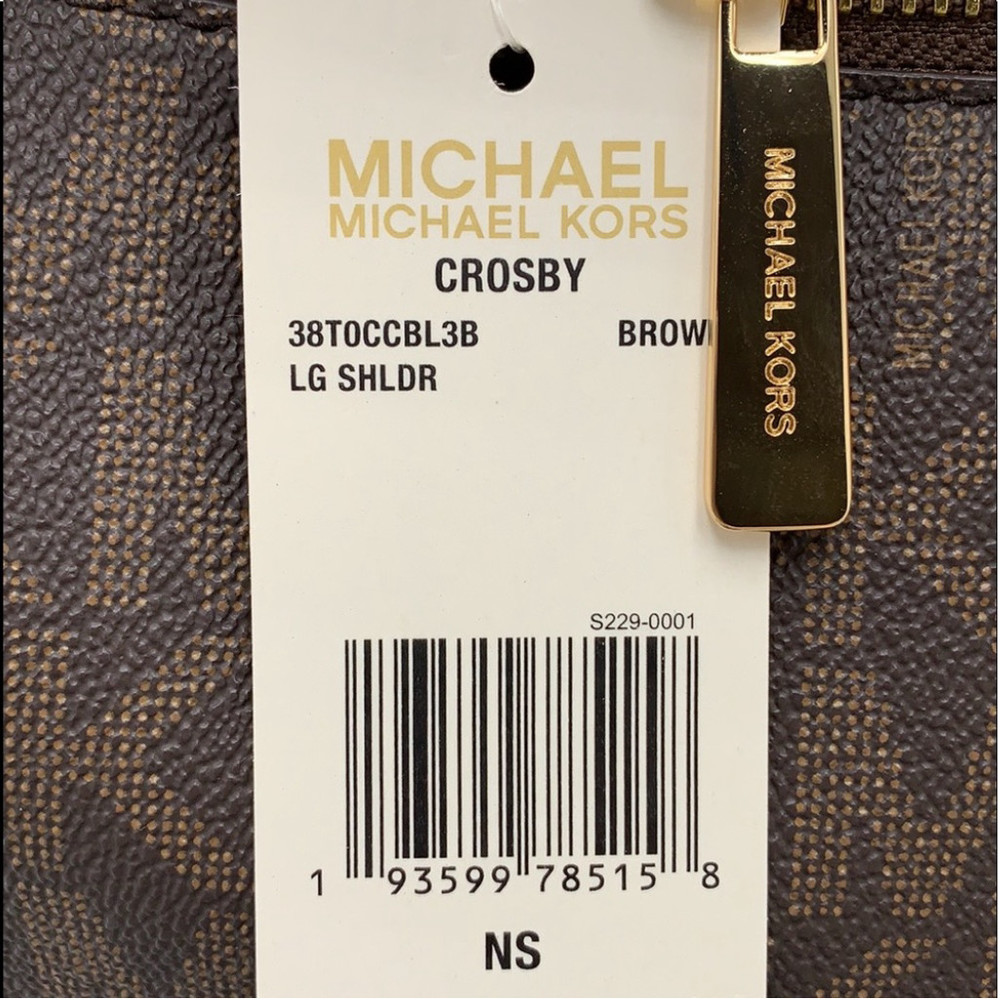 MICHAEL KORS CROSBY LARGE SHOULDER BAG BROWN SIGNT - Picture 16 of 16